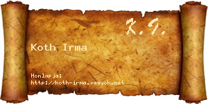 Koth Irma névjegykártya